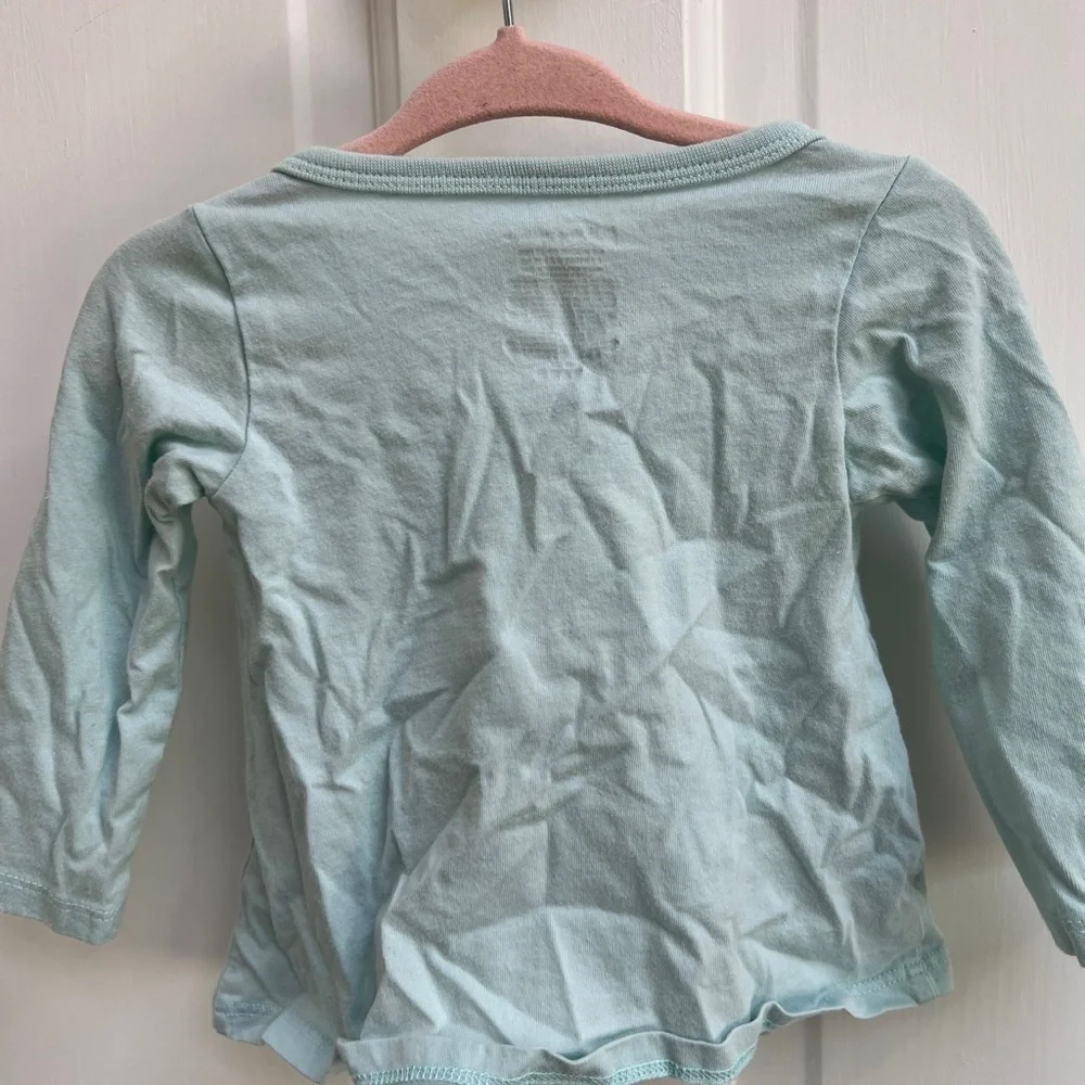 First Impressions 6-9M Cute Blue and Pink Floral Long Sleeve Blouse Top